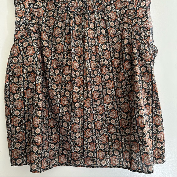 Boden Ruched Detail Metallic Thread Paisley Print Blouse Top Women’s Size 14 US - Picture 9 of 11